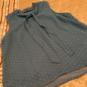 Doe & Rae Sage Sleeveless Blouse with Tie Neck, lined, 100% polyester, L